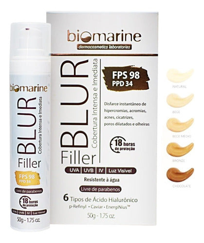 BLUR Filler FPS 98 PPD 34 Biomarine Cosmobeauty 18h Proteção - COR BEGE